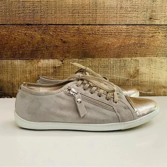 AGL Attilio Giusti Metallic Cap Toe Suede Sneakers - Picture 2 of 11